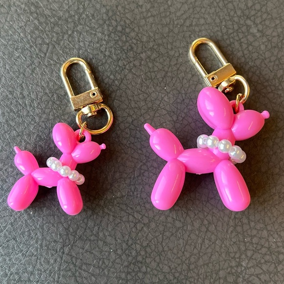 Mommy & Me Balloon Dog with Pearl Necklace Charm / Zipper Pull - NWT - Picture 3 of 6